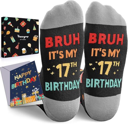 HAPPYPOP 14th Birthday Gifts for Boys - Socks for Teens Age 14, Presents for 14 Year Old Girls, 14 Yr Old Gift Ideas With Greeting Card in Saudi Arabia