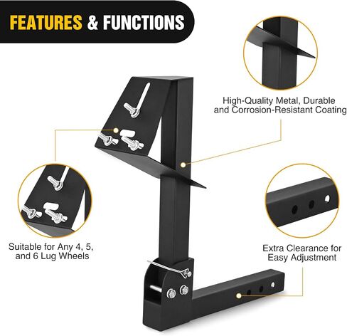 Nilight Trailer Hitch Spare Tire Carrier Adjustable Hitch Spare Tire Mount for Truck SUV ATV UTV for 2 Inch Receiver Fits 4 & 5 & 6 Lugs Trailer Wheels in Saudi Arabia