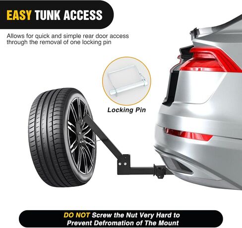 Nilight Trailer Hitch Spare Tire Carrier Adjustable Hitch Spare Tire Mount for Truck SUV ATV UTV for 2 Inch Receiver Fits 4 & 5 & 6 Lugs Trailer Wheels in Saudi Arabia