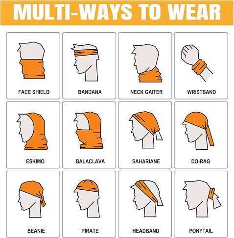 Hongteya 6 Pack Neck Gaiter Face Mask: Treasable Roof Face Cover Balaclava High Flastic Earloop Bandana for Men Women in Kuwait