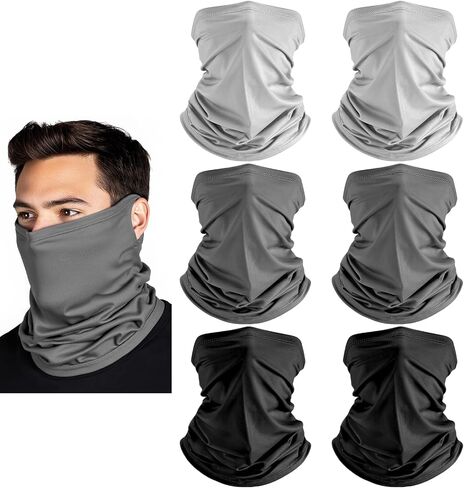 Hongteya 6 Pack Neck Gaiter Face Mask: Treasable Roof Face Cover Balaclava High Flastic Earloop Bandana for Men Women in Kuwait