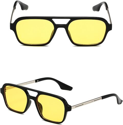Retro Square Sunglasses for Womens Mens Vintage 70s Double Bridge Sunglasses in Kuwait