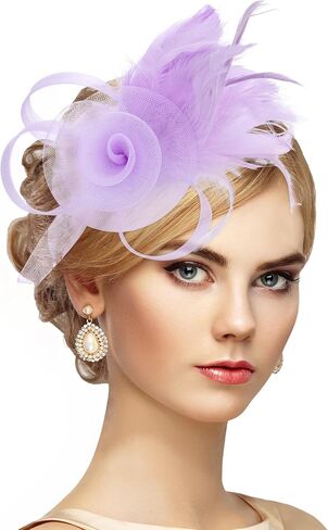 Victorian Feather Fascinators Hats - 2025 Derby Attire Headwear with Hairpin,1920s Tea Party Hat for Woman in Saudi Arabia