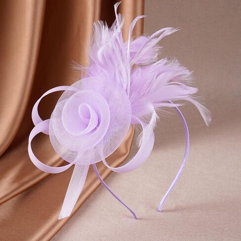 Victorian Feather Fascinators Hats - 2025 Derby Attire Headwear with Hairpin,1920s Tea Party Hat for Woman in Saudi Arabia