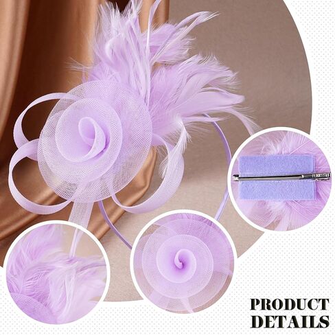 Victorian Feather Fascinators Hats - 2025 Derby Attire Headwear with Hairpin,1920s Tea Party Hat for Woman in Saudi Arabia