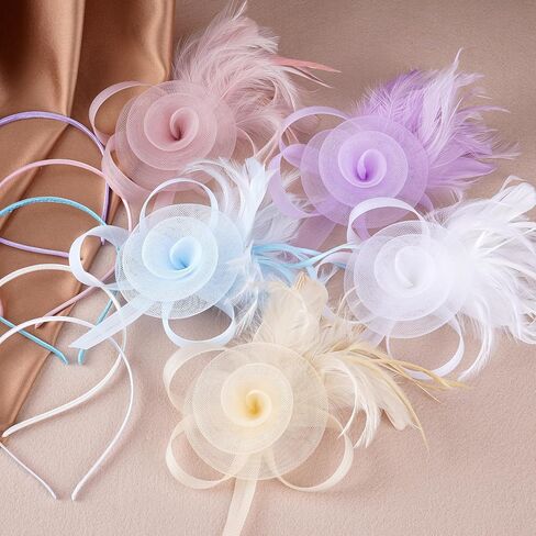 Victorian Feather Fascinators Hats - 2025 Derby Attire Headwear with Hairpin,1920s Tea Party Hat for Woman in Saudi Arabia