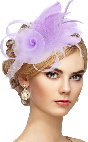 Victorian Feather Fascinators Hats - 2025 Derby Attire Headwear with Hairpin,1920s Tea Party Hat for Woman in Saudi Arabia