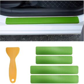 4 PCS Car Door Sill Protectors, Anti Scratch Carbon Fiber Auto Threshold Cover Strips, Decorative Door Entry Edge Scuff Sticker Universal for Most Vehicles, Car Accessories (Black 5D)