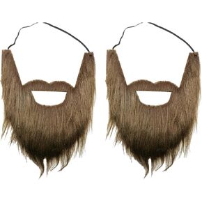 2PCS Mustaches Self Adhesive Fake Beard, Costume Party Accessory for Adults, Brown