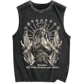 Men's Vintage Graphic Tank Tops Summer Crew Neck Sleeveless Shirts Streetwear