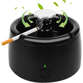 Smoke Removing Ashtray，Smokeless Ashtray for Indoor and Outdoor Use Clean Air for Smokers (Black)