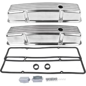 Geluoxi الألومنيوم المصقول من الزعانف الزعنفة الأغطية بديلة ل Chevy SBC كتلة صغيرة 283 302 305 327 350 1958-1986