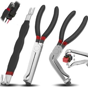 3PCS Premium Electrical Disconnect Pliers Set, 8" 60-Degree Electrical Disconnect Pliers for Automotive Connectors & Sensors, Electrical Connector Plier, Angled Wire Plug Removal Tool