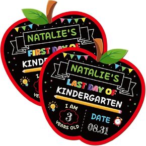 First and Last Day of School Board - Apple Shape Double-Sided Boards, 1st Day-of-Schools Chalkboard Signs for Kids Boys Girls