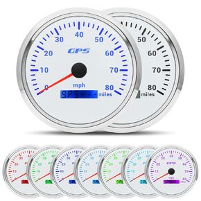 ARTILAURA 110mm 4-3/8" Boat GPS Speedometer 7 Color 80 MPH Gauge Antenna for AUTO Marine(White)