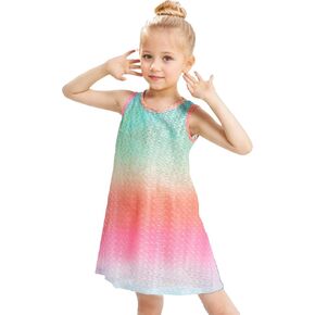 Gogokids Girls Swim Cover Up Beach Dress Coverup Wraps, Kids Sleeveless Mesh Bathing Suit
