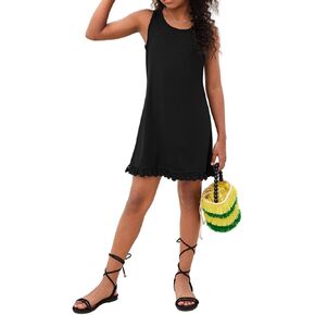 SHENHE Girl's Fringe Swim Cover Up Sleeveless Tassel Summer Beach Bathing Suit Coverups Dress