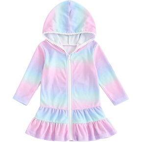 Girls Swim Cover Up Toddler Summer Swimsuit Coverup Kids Hooded Beach Towels Bathing Suit Wrap