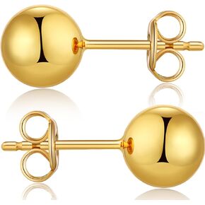 925 Sterling Silver Ball Stud Earrings for Women Men Hypoallergenic Ball Earrings 4mm-8mm