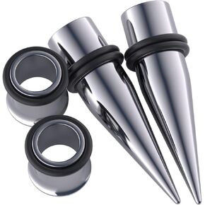 9mm Tapers Kit 2 Tapers & 2 Tunnels - 316L Surgical Stainless Steel Ear Gauge Stretching Kit