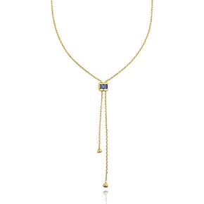 Visit the SNGIA Store Long Drop 18K Gold Plated Stacked Layered Lariat FULLY ADJUSTABLE Pull Through Blue Sapphire CZ Tassel Chain Pendant Necklace For Women by SNGIA, Dainty Trendy Gemstone Bolo Slip Sweater Statement Jewelry Gifts, Bohemian Vintage Hand