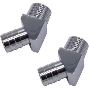2 pcs/set SHLPDFM Zinc Steel Chrome 45° Degree Heater Hose Intake Manifold Fitting 1/2" NPT to 5/8" Barb