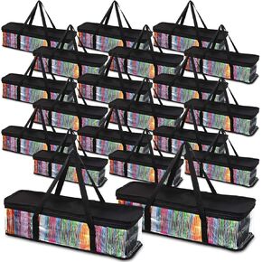 Woanger 20 Pieces CD Storage Bags Transparent PVC DVD Storage Cases Water Resistant CD DVD Holder with Handles and Zipper Clear Media DVD Organizer for Albums Video Games