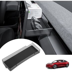 for Tesla Model Y Upgrade Behind Screen Storage Box Dashboard Hidden Organizer Tray Non-Slip Sunglass Card Holder for 2021-2023 Tesla Model 3 and 2021-2025 Model Y (Not fit 2025 Juniper)