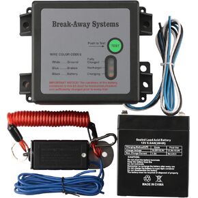 طقم 12V Breakaway Kit ، وحدة تحكم فرامل مقطورة مع LED Test Light / Electric Break Away-System-System-System Control لسهولة التثبيت- وحدة تحكم فرامل مقاومة للماء (بطارية) (بطارية)