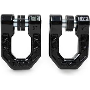 DV8 Offroad Elite Series D-Ring Shackles | Pair | 8 Ton Working Load Limit | (4) ⅛" & (4) 3/16" Isolators Included | 1&1/16" Thick Forged Steel D-Ring (Red)