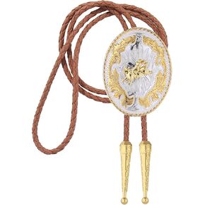 Gelconnie Brown Bolo Tie للرجال نساء Gold Bolo يربط الرجال روديو رعاة البقر الجلود الرقبة يدويًا إكسسوارات هدية غربية مصنوعة يدويًا