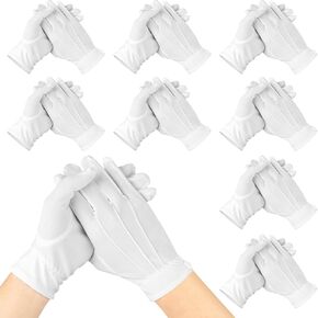 24 Pairs White Gloves for Men and Women, Uniform, Dress, Guard, Jewelry Inspection, Pallbearer Funeral, Costume Gloves with Snap Cuff