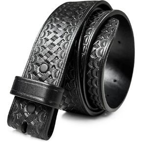 Western floral/Uniform Casual 100% One Piece Genuine Leather Belt Strap with Snaps 1-1/2"(38mm) wide No Buckle