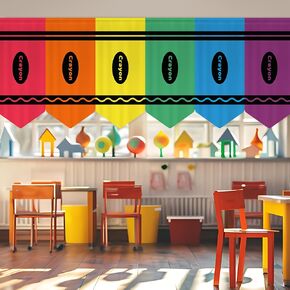 6 PCS قوس قزح الستائر تلوين 36 "× 24" ديكور ديكور ملون ملون الستائر مرة أخرى إلى مدرسة قوس قوس قوس قزح ديكور الفصول الدراسية لمدرسة رياض الأطفال الابتدائية اليوم الأول من المدرسة