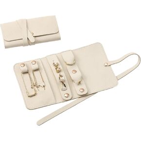 CASEGRACE Travel Jewelry Organizer Roll, Portable Velvet Jewelry Storage Roll Earring Organizer Bag, Jewelry Pocket for Necklaces, Rings, Earrings (Pink)