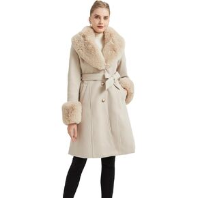 GRAN ORIENTE Long Trench Woolen Peacoat Womens Dress Coat,Winter Warm Double Breasted Pea Coats 2024