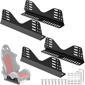 2Pair Side Mount Seat Bracket, Racing Seat Bracket for Bucket Seats Compatible with Most FRP and Carbon Fiber Bucket Race seat - Black