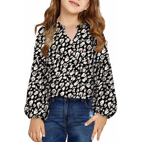 Blibean Girl Flower Bell Sleeve Blouse Floral Fall Tops 4-15 Years