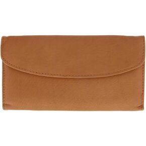 CTM Women's Leather Checkbook Cover, Tan