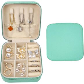 Travel Jewelry Case, Small Portable Organizer, Compact PU Leather Box for Rings, Earrings, Necklaces, Lipsticks, Gift for Women (Pink)