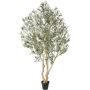 Realead Artificial Olive Tree 8ft - Large Faux Olive Tree with Realistic Leaves and Olives - Full and Grand Design Fake Olive Tree with Sturdy Base for Indoor Outdoor Office Decor