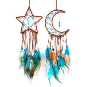 2 Pack DIY Feather Dream Catcher Kits Turquoise Wall Hanging Boho Decor Handmade Dream Catcher for Adults