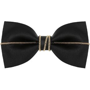 Mens Black Rhinestone Bow Tie Matte Satin Silk Adjustable Solid Pre-tied Tuxedo Bow Ties for Men with Gift Box