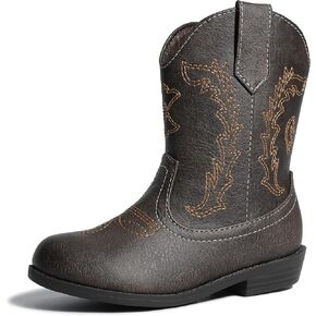 HOMEHOT Boys Girls Western Cowgirl Cowboy Boots Mid Calf Riding Shoes (toddler,little kids)
