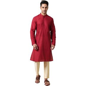 Filori Studio - Men's Pure Cotton Thread Embroidered Long Kurta (Kurta Only)