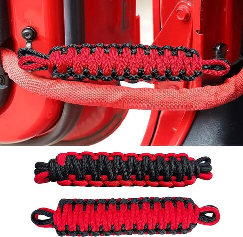 Door Limiting Straps for 1987-2023 Wrangler CJ YJ TJ JK JL & Gladiator JT Truck Retractable High Toughness Swing Limiter Replacement Parts 2 Pack (Red and Black) in Saudi Arabia