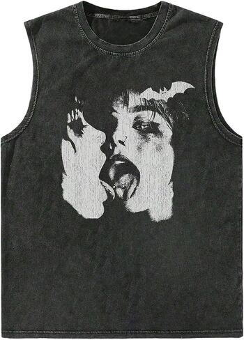 VIPWOLF Men's Vintage Graphic Tank Tops Summer Crew Neck Sleeveless Shirts Streetwear in Saudi Arabia