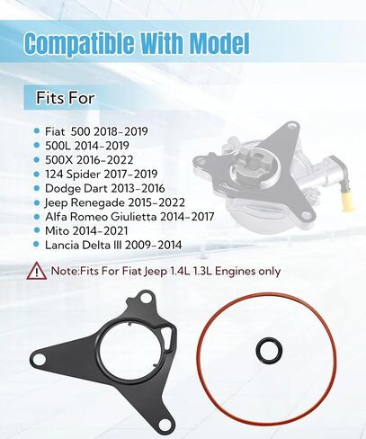 طقم ختم إعادة بناء مضخة الفراغات لمحركات Fiat Jeep 1.4L 1.3L ، تناسب Dodge Dart ، يحل محل الجزء 68120415AA ، 55233645 in Kuwait
