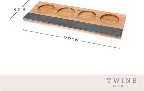 يضم Twine Wine Flight Board مع Slate Chalkboard & Acacia Wood Tray ، ويحمل 4 أكواب ، ويشمل صابون الحجر ، والثانية لحفلات تذوق النبيذ ، و Housewarming ، والاستضافة الأساسية in Kuwait