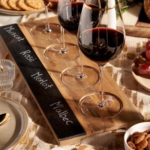 يضم Twine Wine Flight Board مع Slate Chalkboard & Acacia Wood Tray ، ويحمل 4 أكواب ، ويشمل صابون الحجر ، والثانية لحفلات تذوق النبيذ ، و Housewarming ، والاستضافة الأساسية in Kuwait